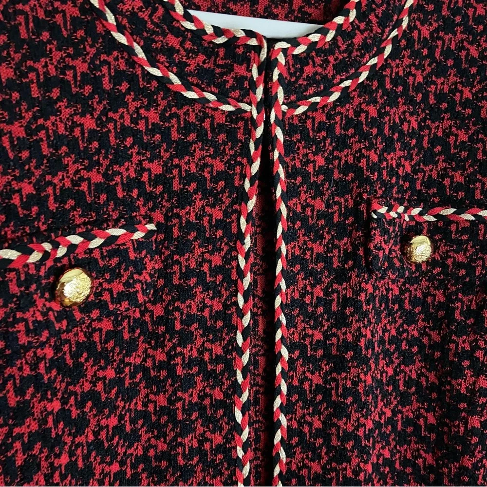 Ming Wang Braided Trim Houndstooth Tweed Jacket - Size 2X - Picture 4 of 7